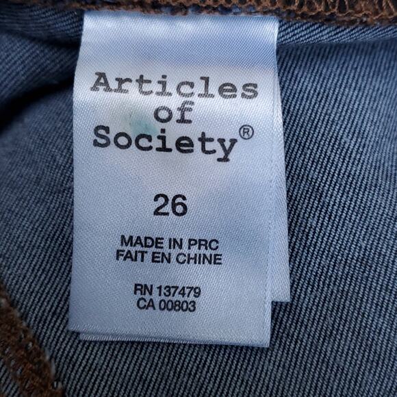 Articles of Society Skinny Jeans Melody Wash Mid Rise Dark Wash Cut Off Hem 26 - Picture 12 of 15